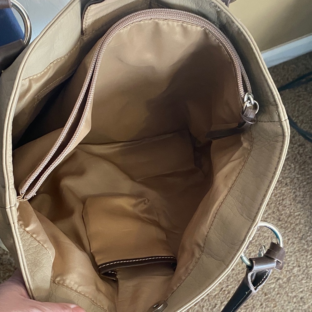 Kim Rogers Beige and Dark Brown Shoulder Bag - Picture 5 of 6